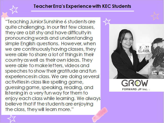 Grow forward teacher Erra experience teaching KEC students