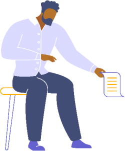 Make sitting holding paper illustration