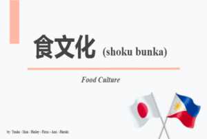 Infographics display text generated 食文化 shoku bunka or food culture with flags of Japan and Philippines