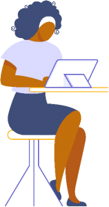 Woman sitting and working illustration