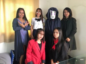 Employees with Japanese Halloween costume