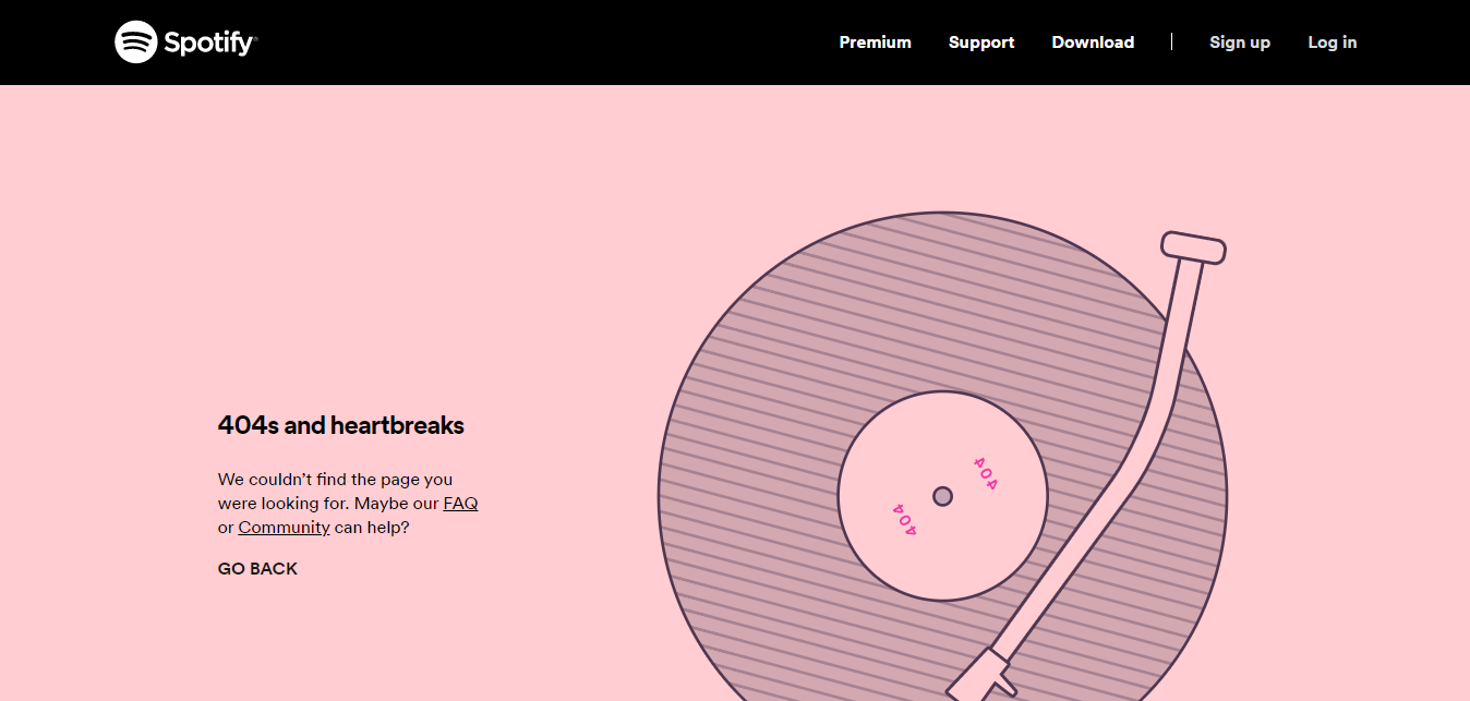 Spotify 404 page