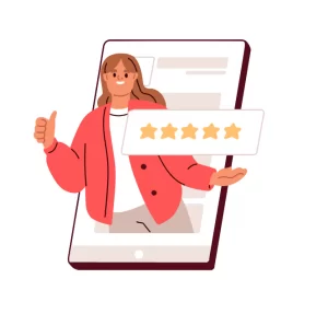 satisfied user with 5 rate stars illustration