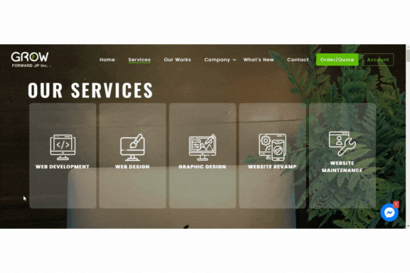Our Services Page of Growforward JP 