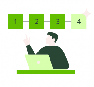 a man pointing to the numbers in an order illustration