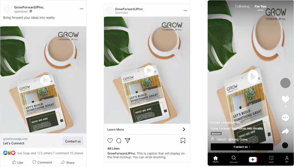 Facebook, Instagram and Tiktok Short video mockup